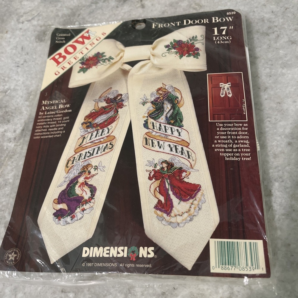 Dimensions Cross Stitch Kit 8539 Front Door Bow Christmas 17" Mystical Angel Bow